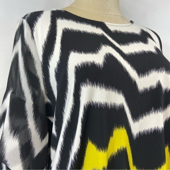 Alfani Zebra Stripe 3/4 Bell Sleeve Blouse, PM - Picture 5 of 12